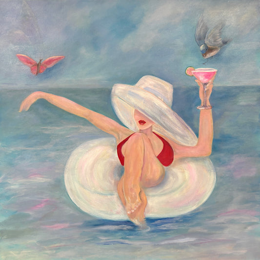 InnerTube Bliss Fine Art Print – Vivid Color Giclée Artwork for Relaxation